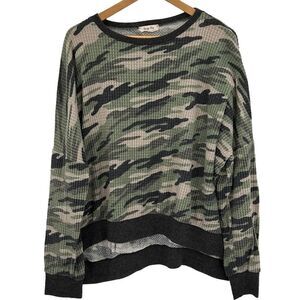 Spring Haze slouchy green camp waffle knit top  size medium